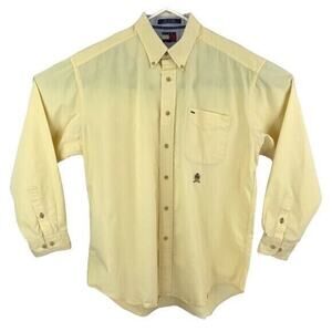 Tommy Hilfiger Men's Dress Shirt Yellow Size Large Long Sleeve Vintage